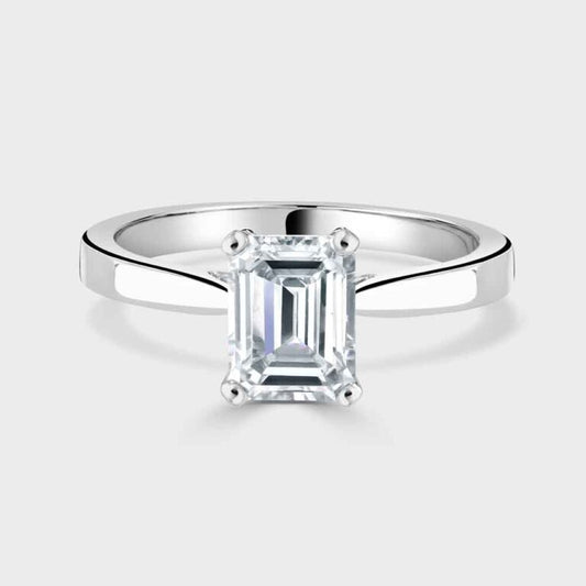 Platinum emerald cut diamond solitaire