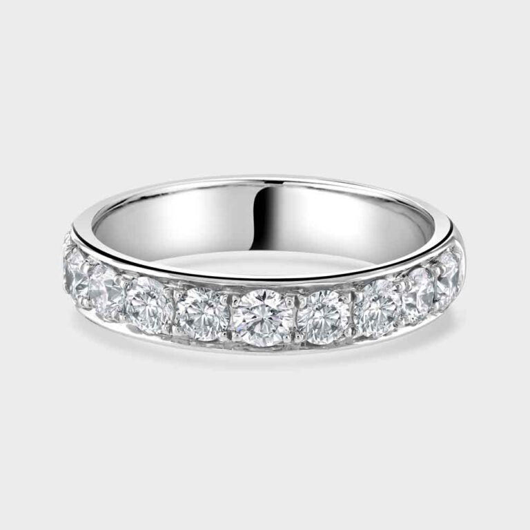 Platinum ten stone diamond half eternity ring