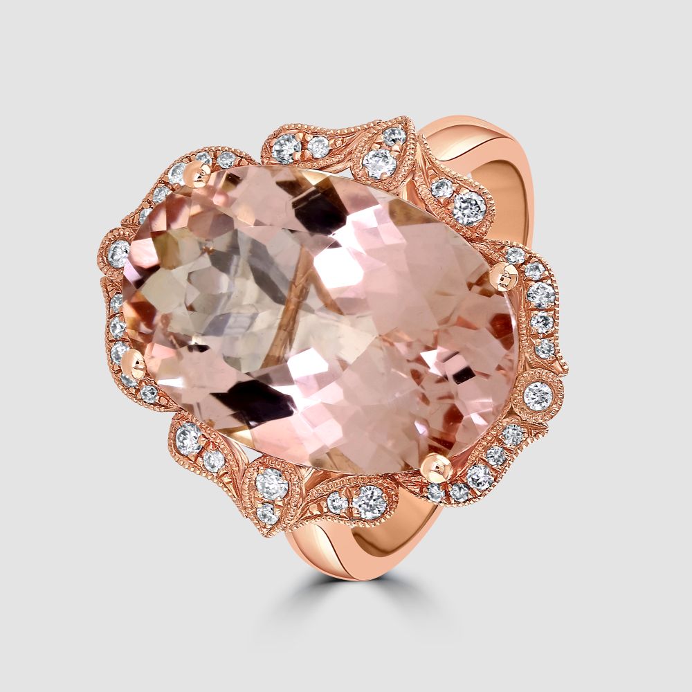 Rose gold morganite and diamond ring