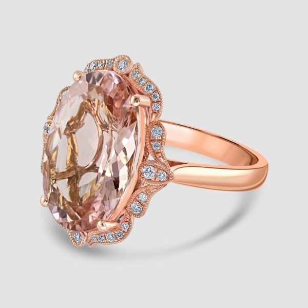 Rose gold morganite and diamond ring