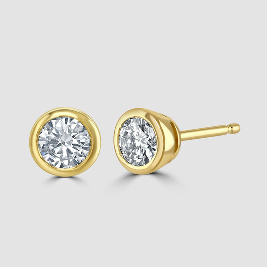 Rub over set diamond stud earrings