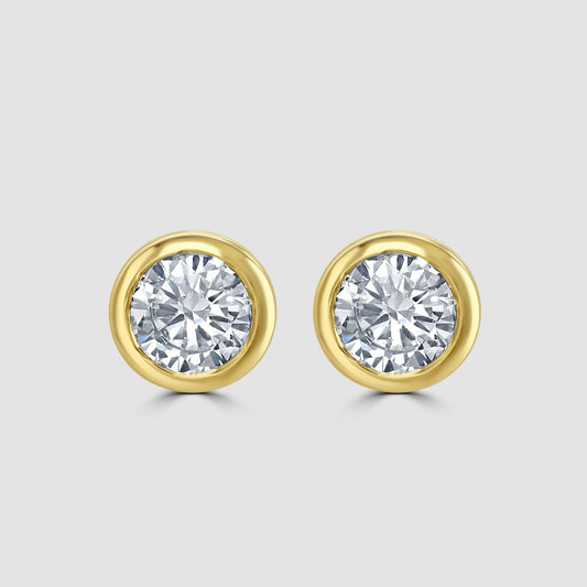 Rub over set diamond stud earrings