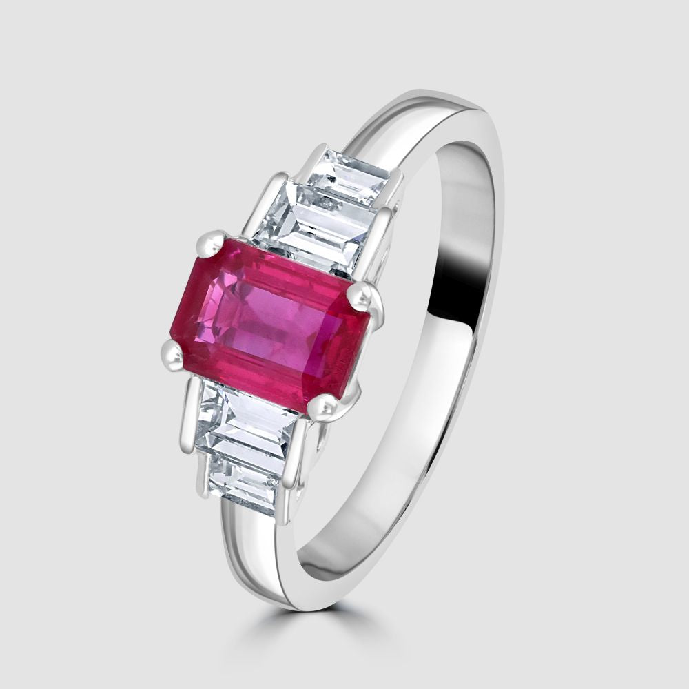 Ruby Graduation Ring Ruby and diamond graduating five stone ring – Paul James Jewellers