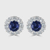 Sapphire and diamond claw set circular cluster stud earrings