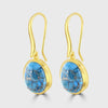 Silver, gold plated blue turquoise drop earrings