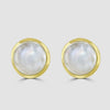 Silver, gold plated moonstone stud earrings