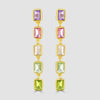 Silver, gold plated multi gemstone drop earrings