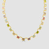 Silver, gold plated multi gemstone necklace