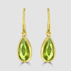 Silver, gold plated peridot drop earrings