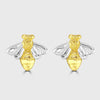 Silver and gold plated bee stud earrings