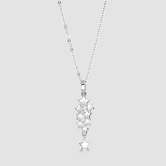 Silver cascading star pendant and chain