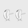 Silver coffee bean shape stud earrings