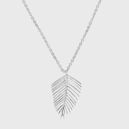 Silver leaf design pendant and chain