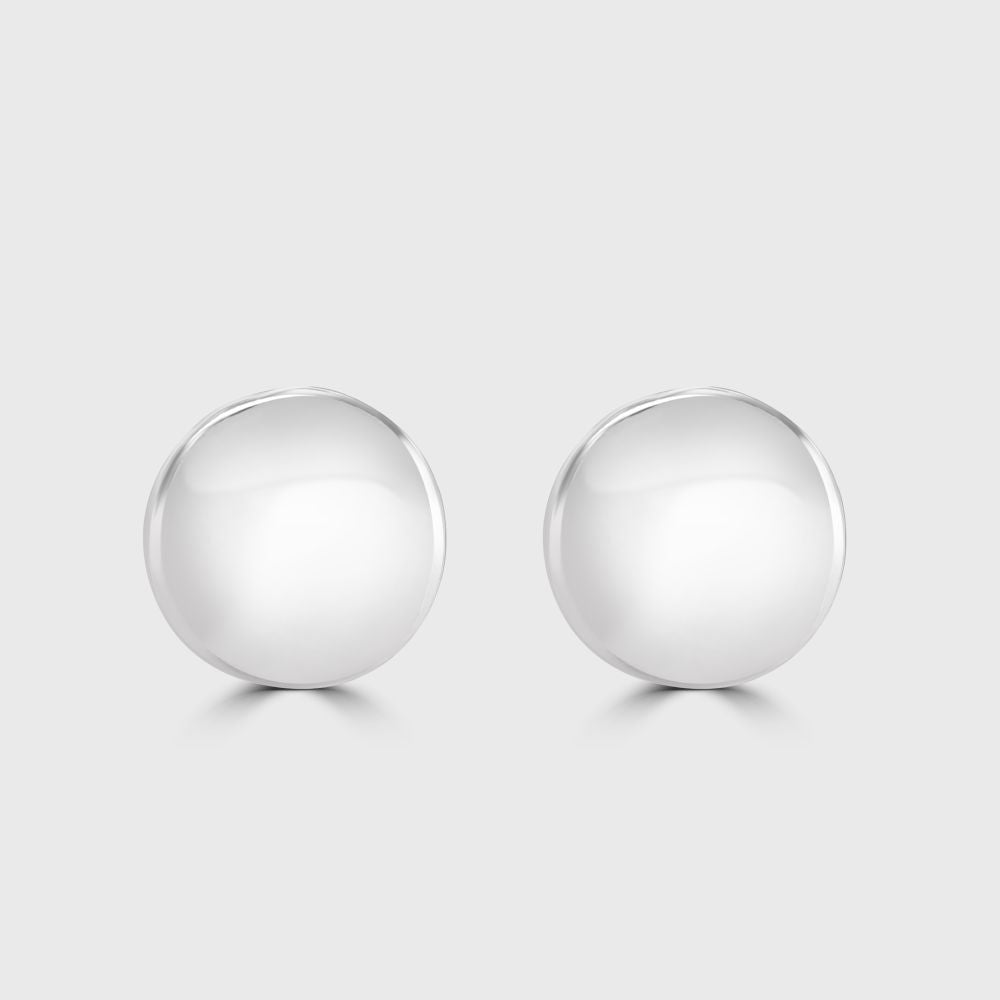 Silver plain disc stud earrings