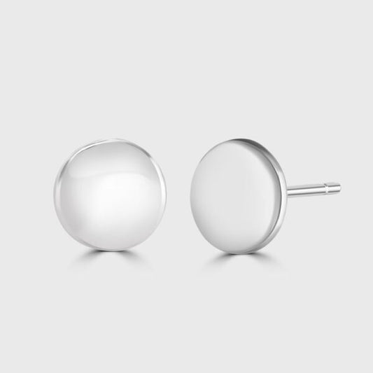 Silver plain disc stud earrings