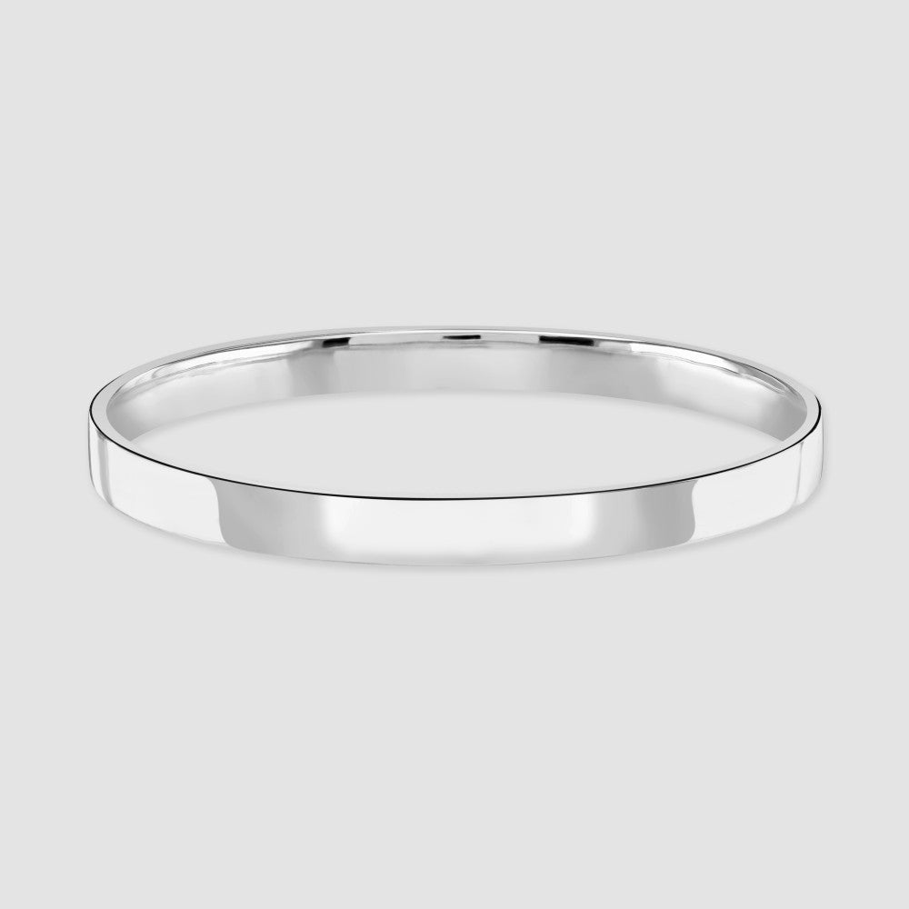 Silver plain oval bangle