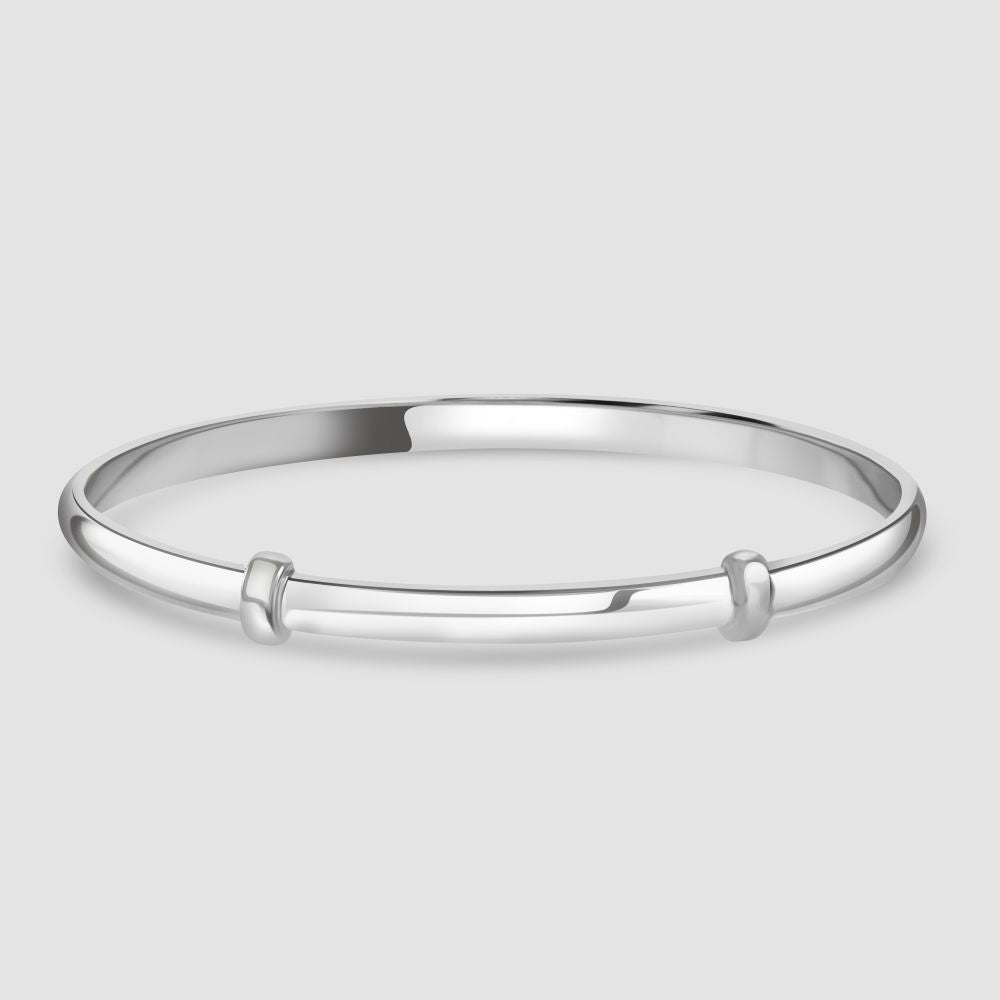 Silver push on bangle with ridges