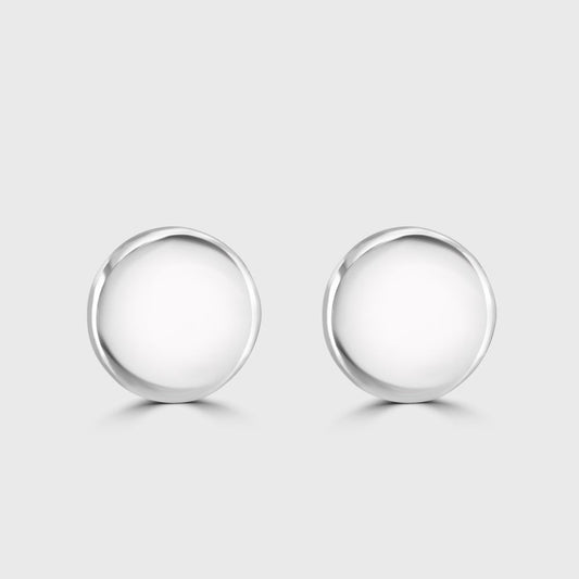 Silver small disc stud earrings