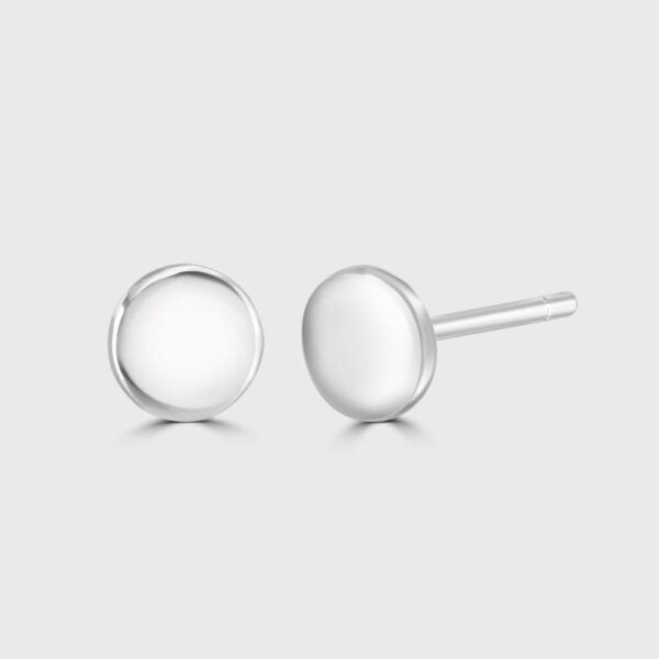 Silver small disc stud earrings