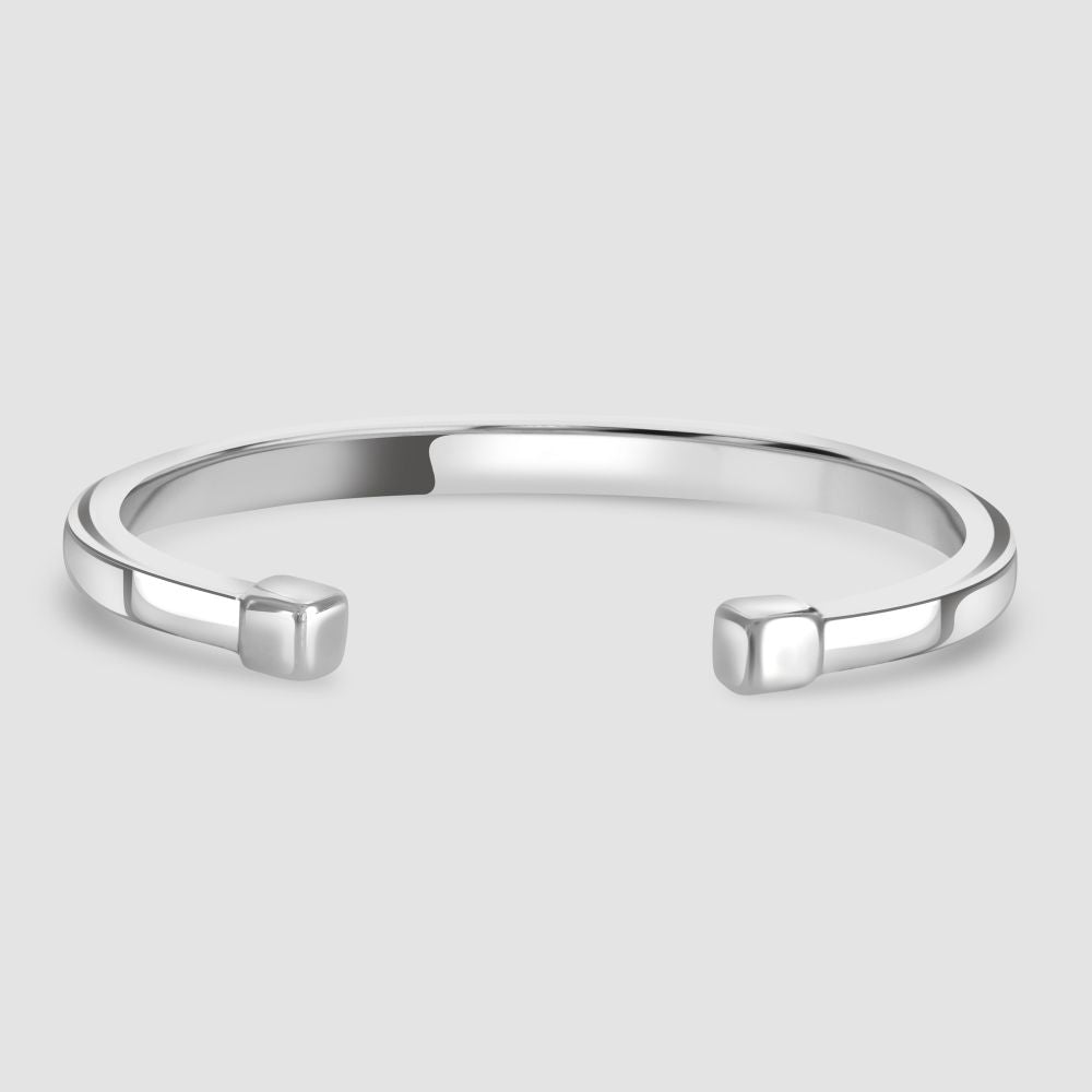 Silver squared profile torque bangle