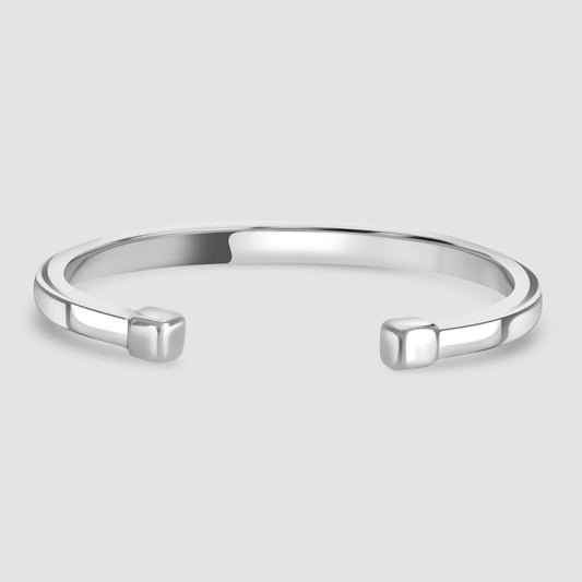 Silver squared profile torque bangle