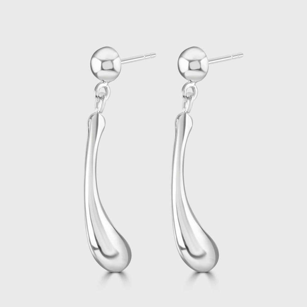 Silver tapering bulb design drop earrings