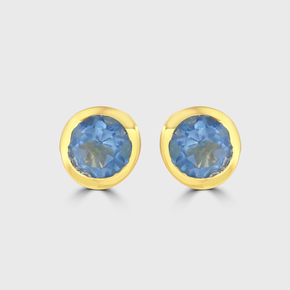 Silver with gold plating iolite stud earrings