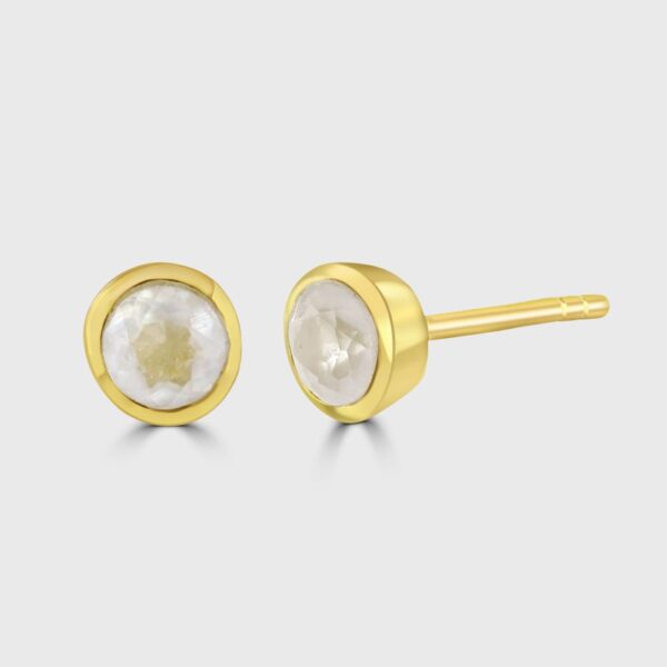 Silver with gold plating rose quartz stud earrings