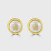 Silver with gold plating rose quartz stud earrings