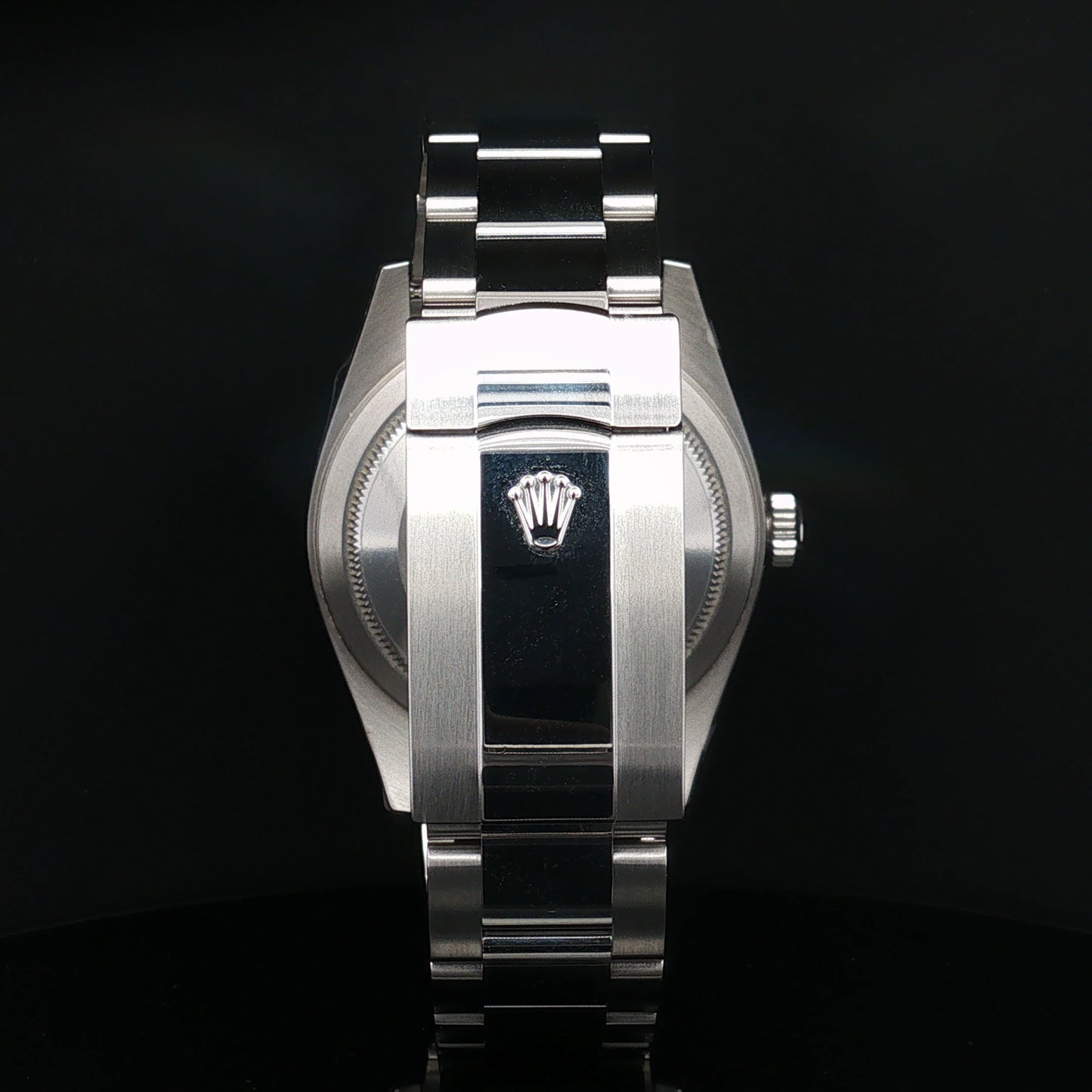 Steel Rolex Sky Dweller with black dial