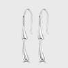 Slim silver tapering pod design drop earrings