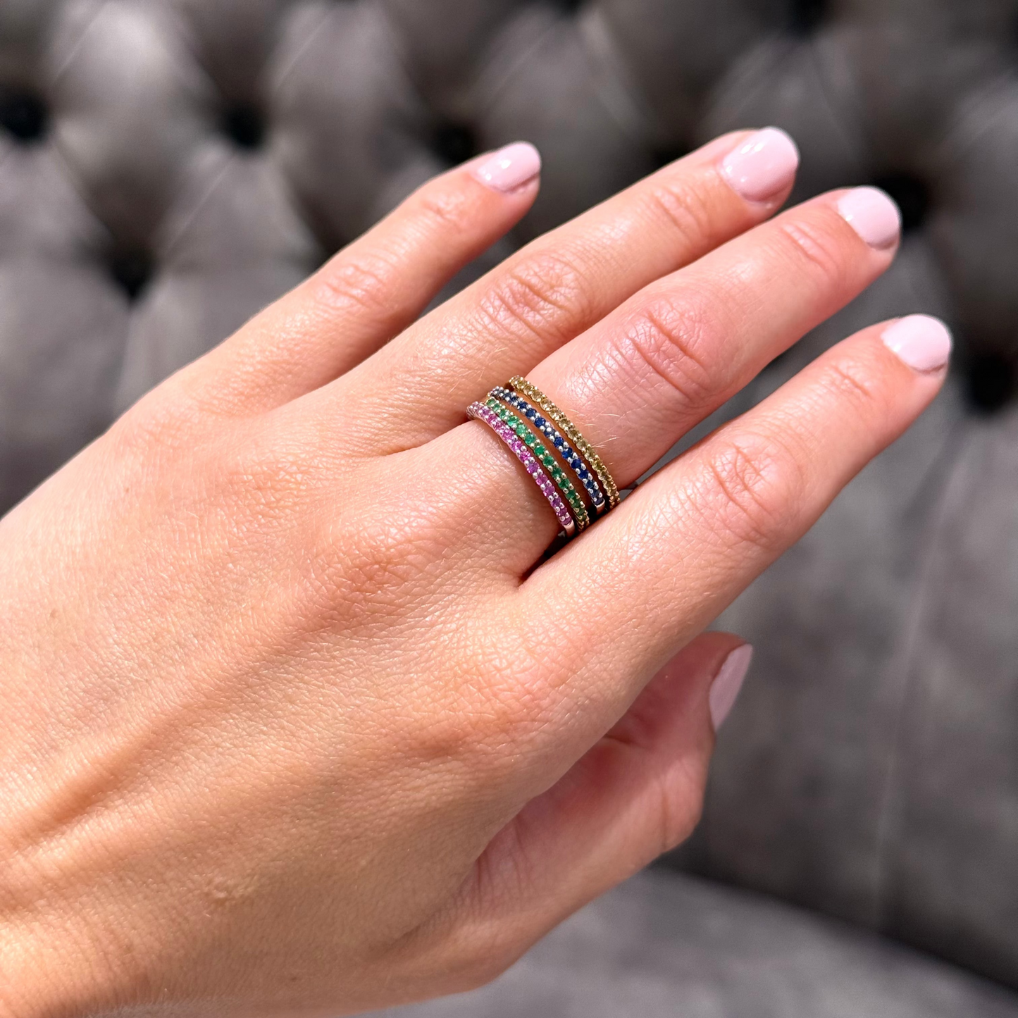 Emerald set stacking ring