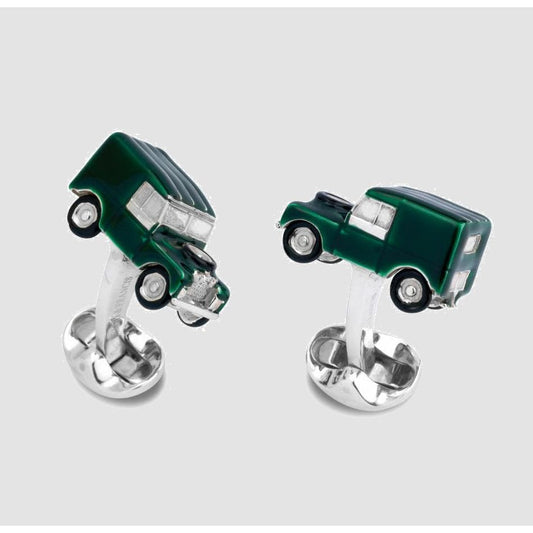 Sterling Silver Green Enamel 4×4 Cufflinks