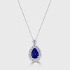 Superior tanzanite and diamond pear shape pendant and chain