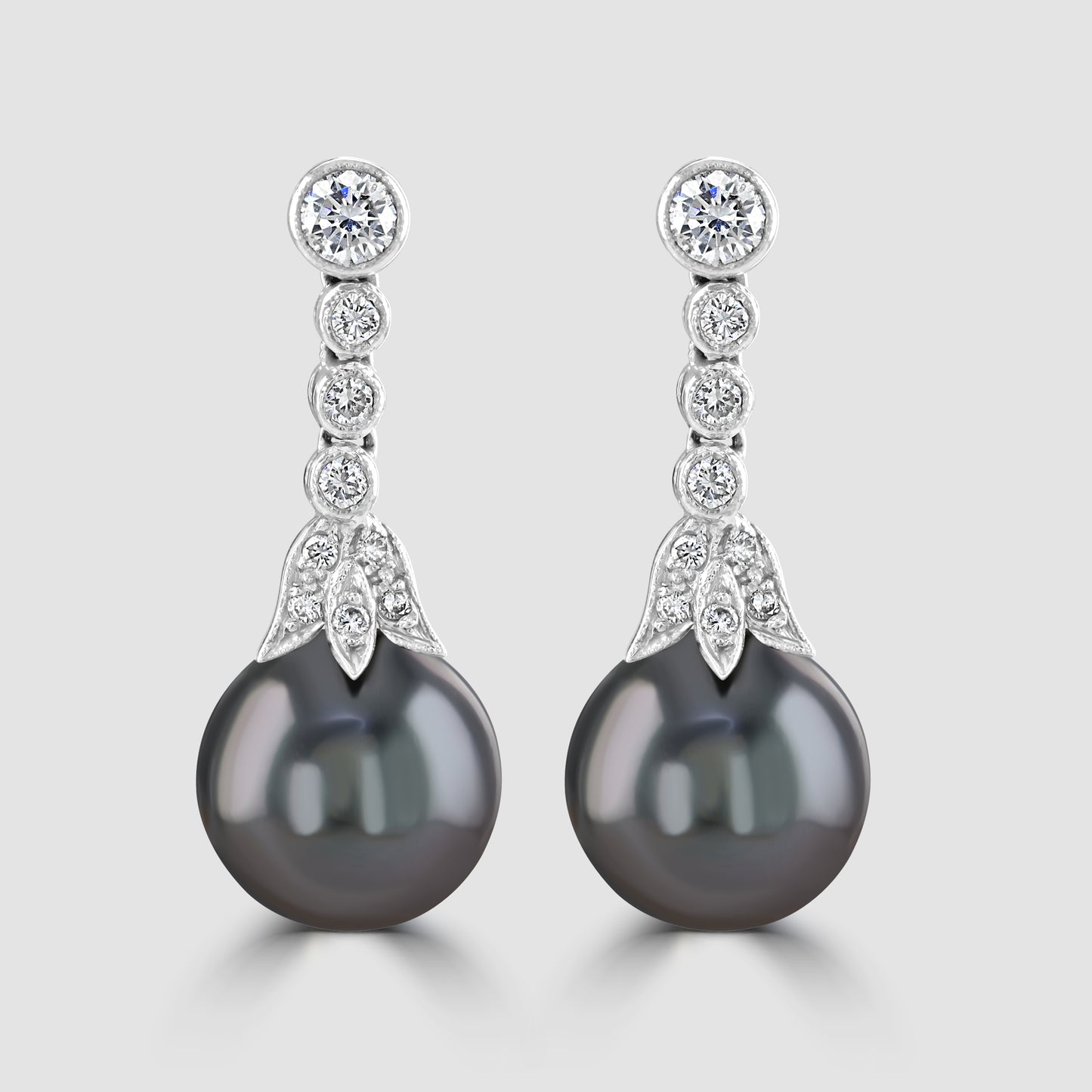 Tahitian pearl and diamond drop earrings