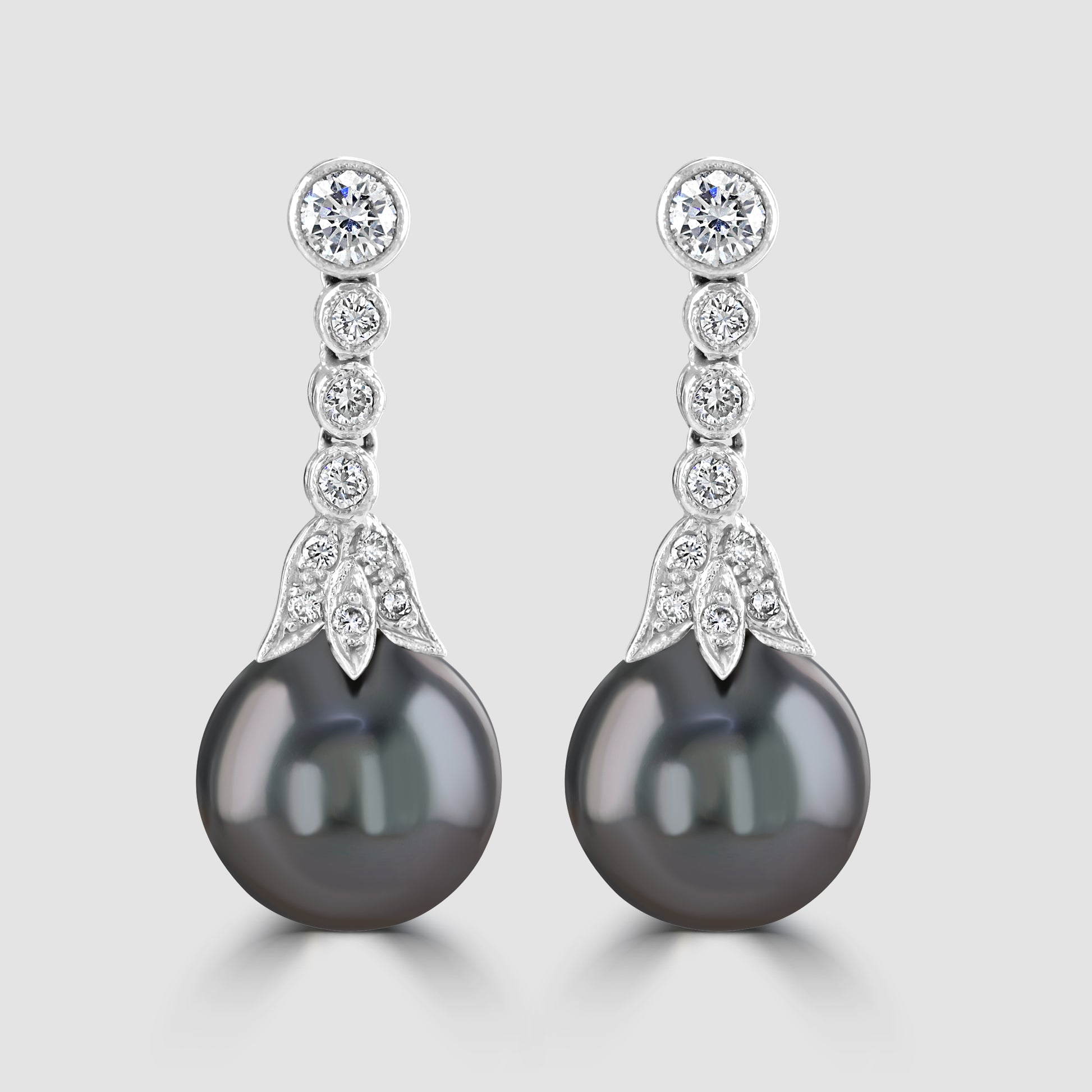 Tahitian pearl and diamond drop earrings