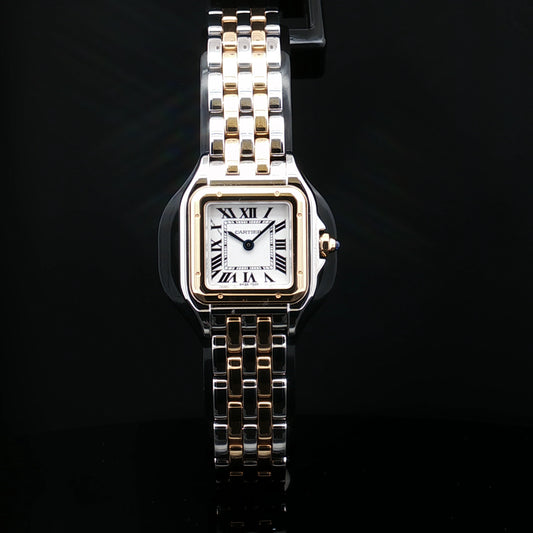 Cartier Panthere small model steel and 18ct yellow gold