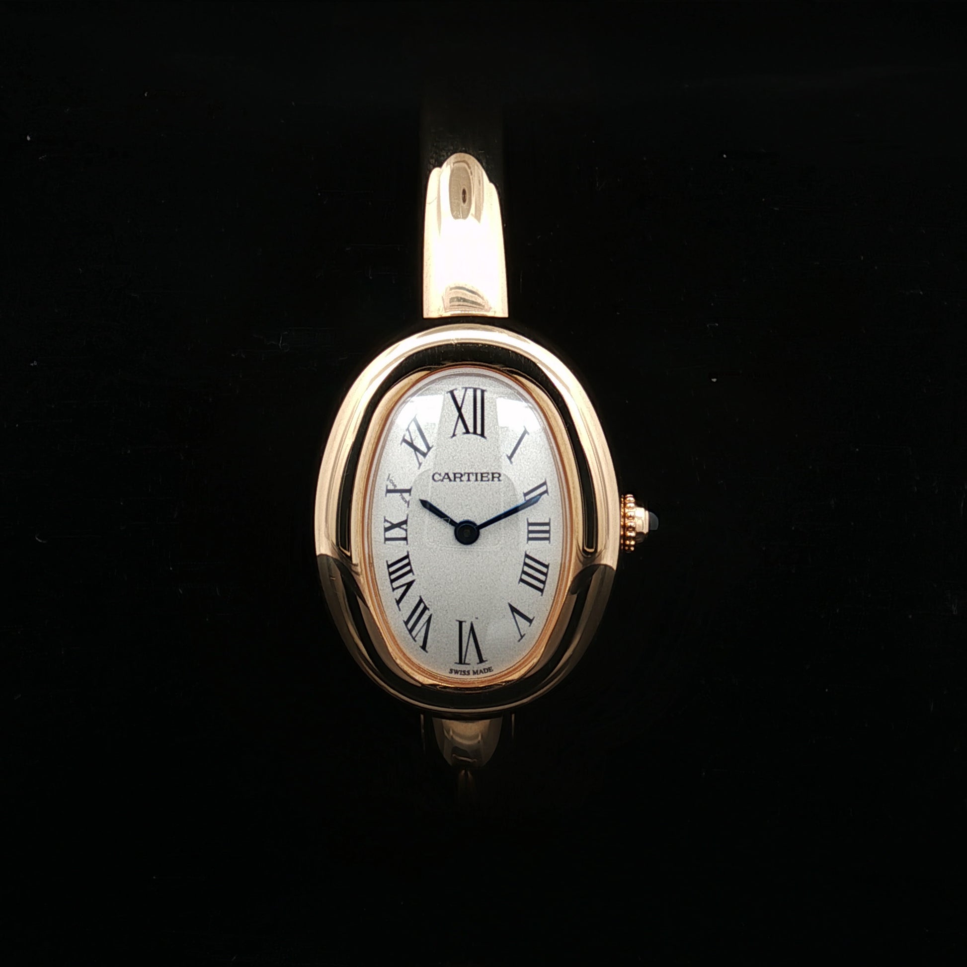 Rose gold Cartier Baignoire bangle watch 1