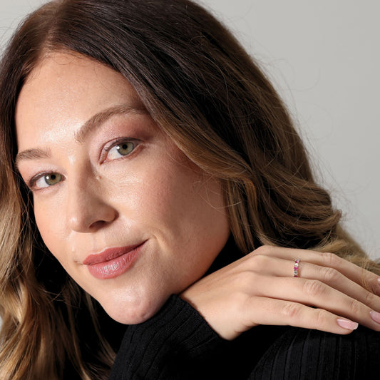 Ruby and diamond half eternity ring