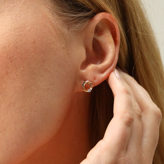 Circular diamond set stud earrings