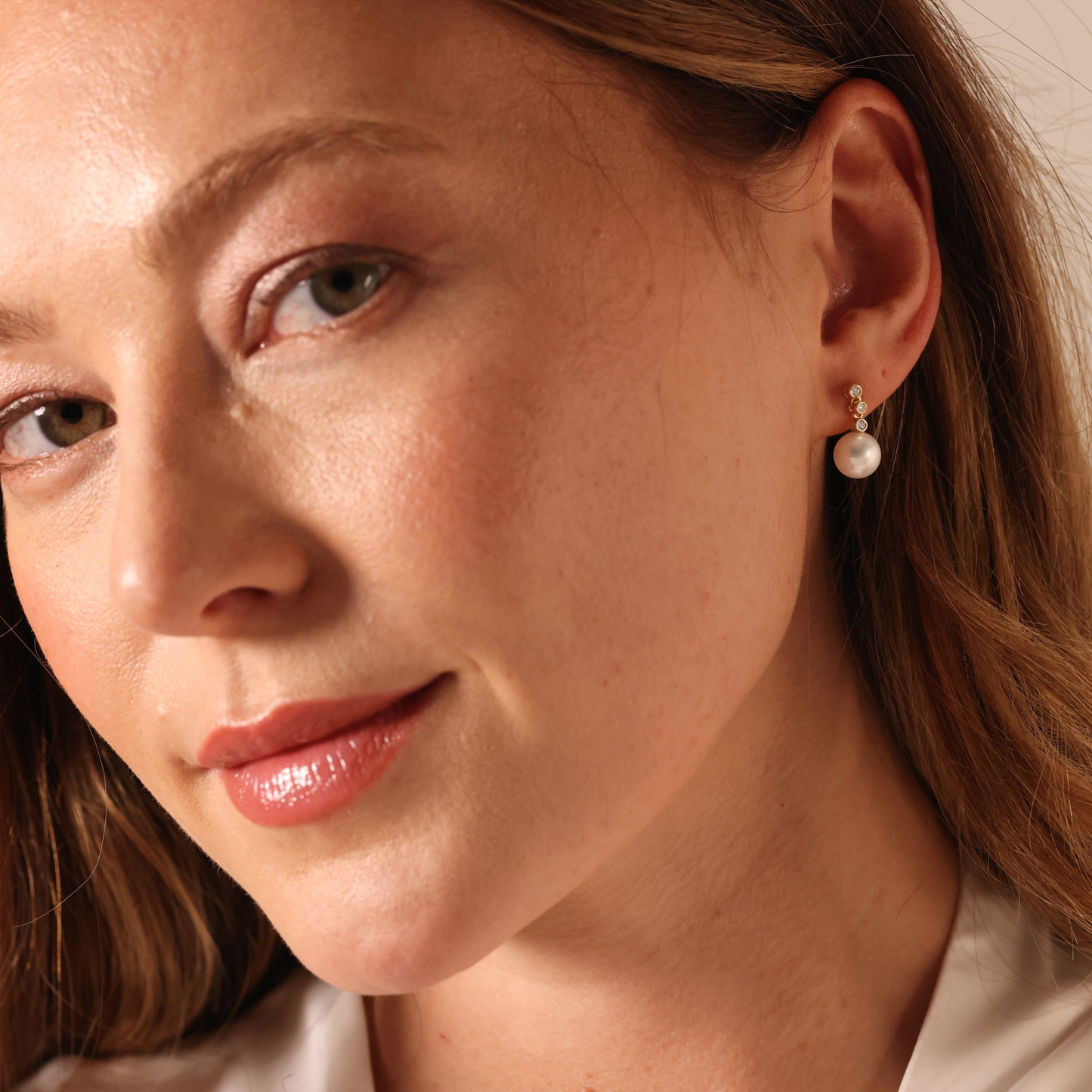 Pearl and diamond drop earrings