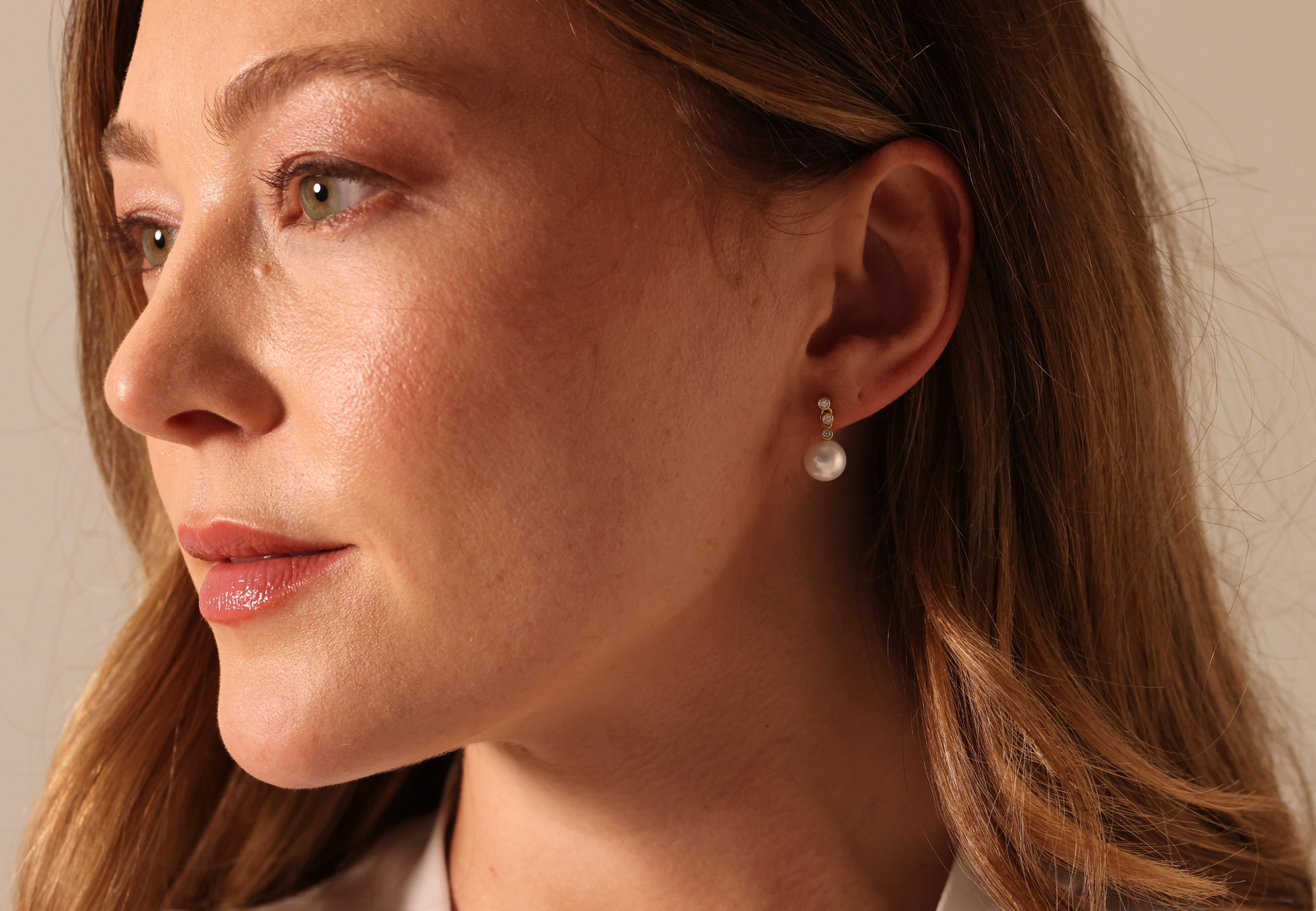 Pearl and diamond drop earrings