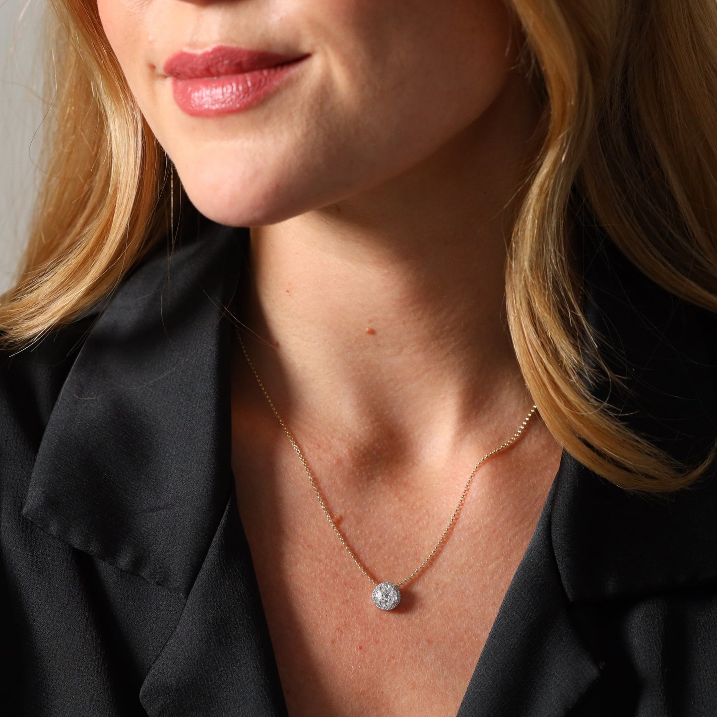 Diamond cluster pendant and chain