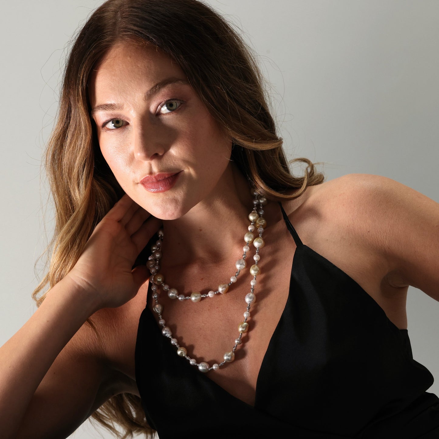 Australian baroque pearl and white gold necklace