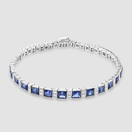 Vintage sapphire and diamond line bracelet