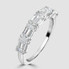 White gold emerald cut laboratory diamond five stone ring