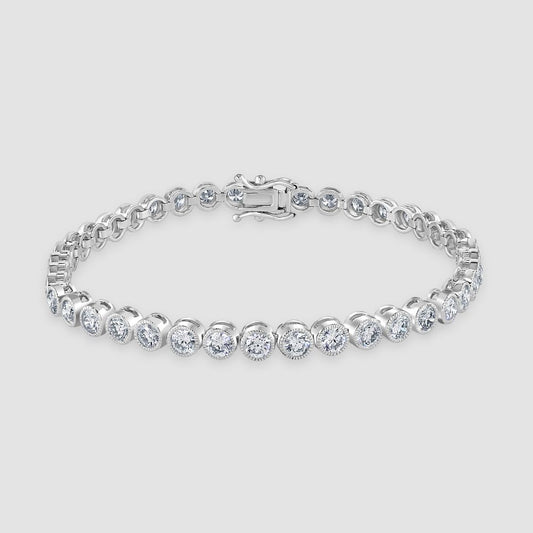 White gold rub over set diamond line bracelet