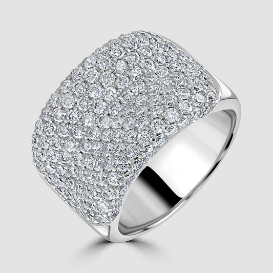 Wide diamond pave set ring