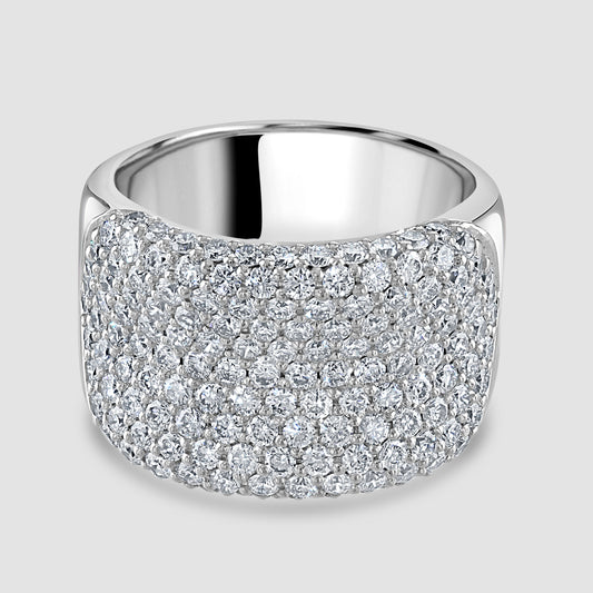 Wide diamond pave set ring