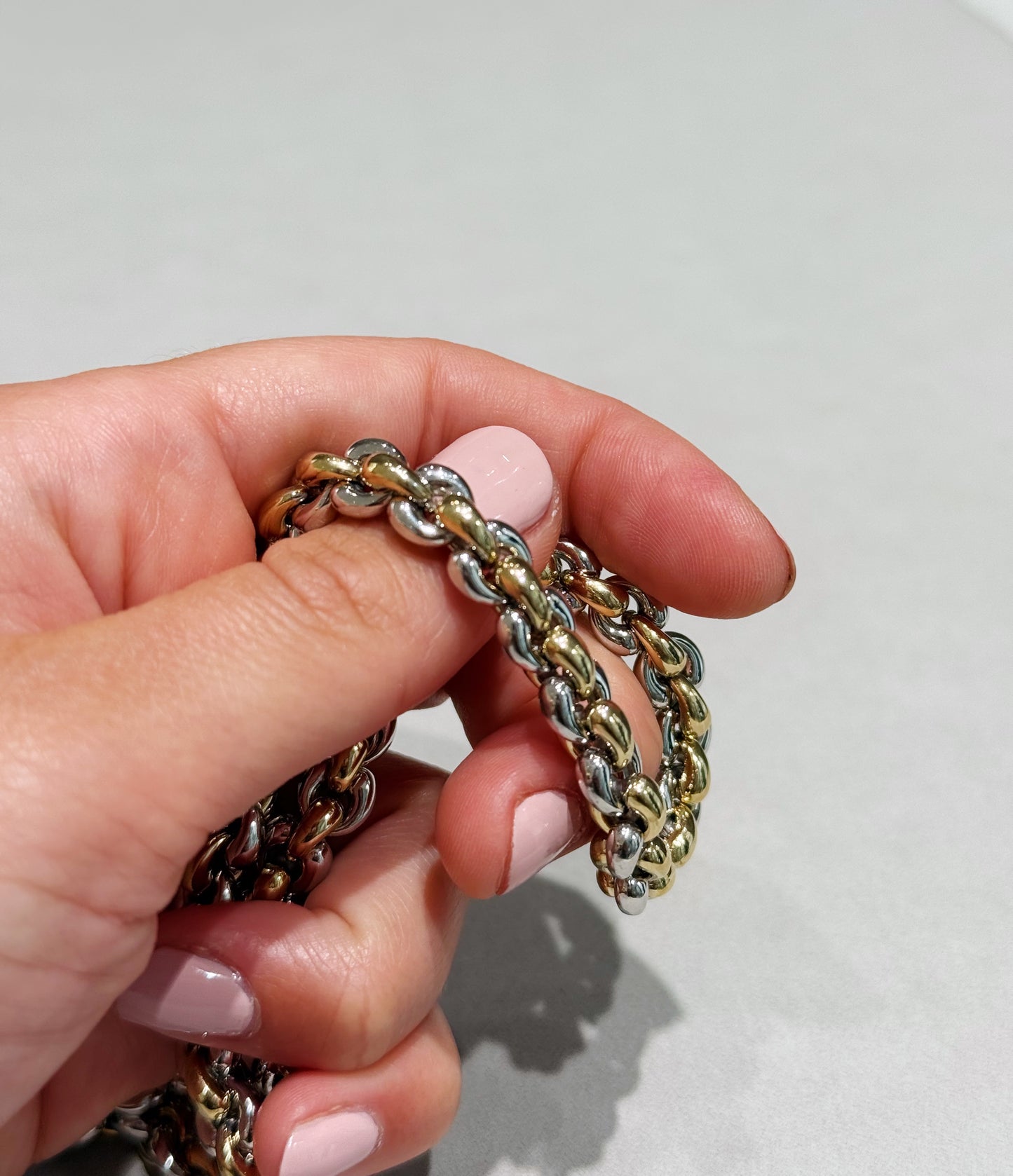 Yellow and white gold statement belcher chain